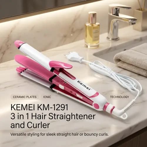 Kemei KM-1291 3 in 1 Hair Straightener